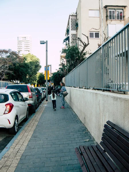 Tel Aviv Israel Fevereiro 2019 Vista Desconhecidos Israelenses Andando Nas — Fotografia de Stock