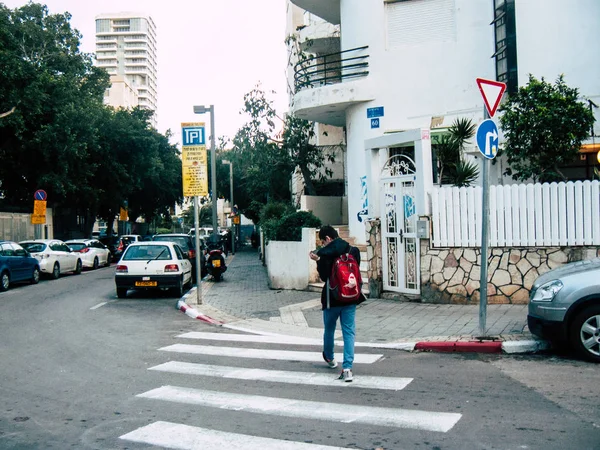 Tel Aviv Israel Fevereiro 2019 Vista Desconhecidos Israelenses Andando Nas — Fotografia de Stock