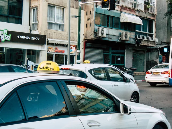 Tel Aviv Izrael Února 2019 Pohled Tradiční Izraelské Taxi Ulicích — Stock fotografie