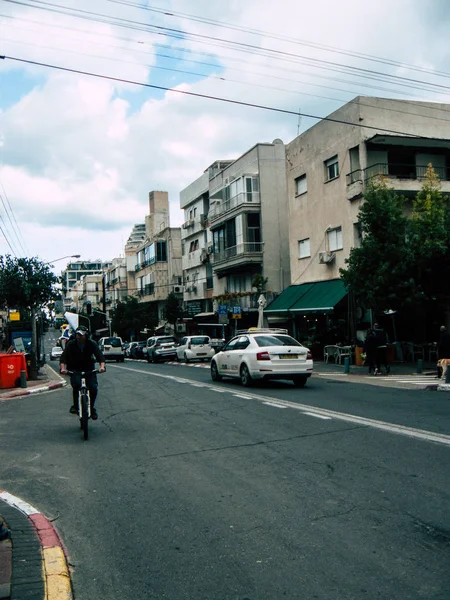 Tel Aviv Izrael Lutego 2019 Widok Tradycyjne Izraelskie Taksówki Ulicach — Zdjęcie stockowe