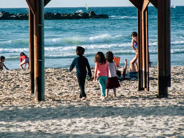 Tel Aviv Izrael Február 2019 Nézet Ismeretlen Izraeli Gyerek Játszik — Stock Fotó