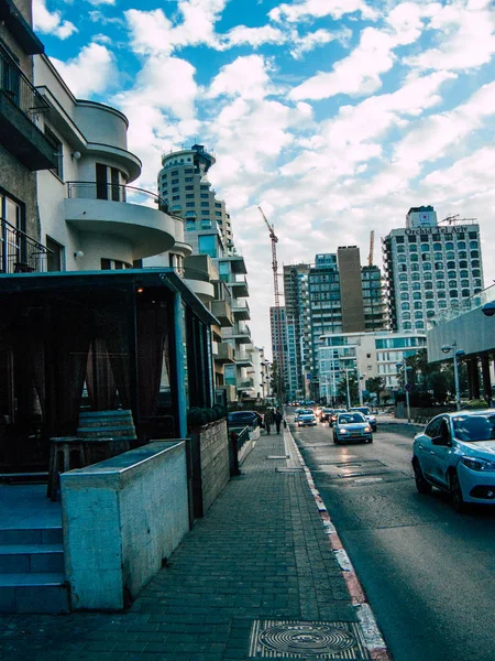 Tel Aviv Israel Fevereiro 2019 Vista Edifícios Nas Ruas Tel — Fotografia de Stock