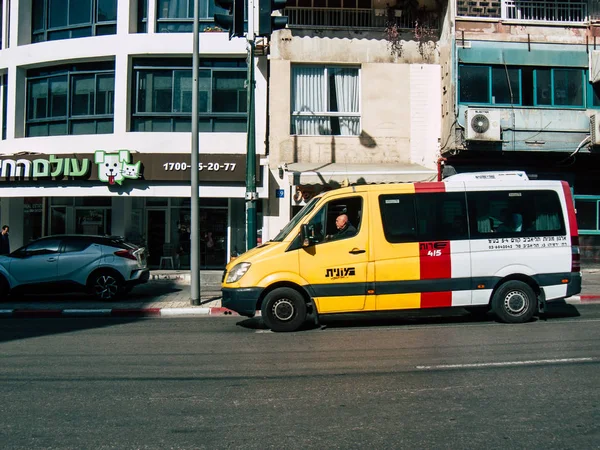 Tel Aviv Israel Febrero 2019 Vista Taxi Tradicional Israelí Las — Foto de Stock