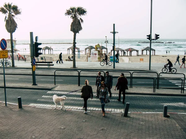 Tel Aviv Israel Febrero 2019 Vista Las Incógnitas Israel Caminando — Foto de Stock