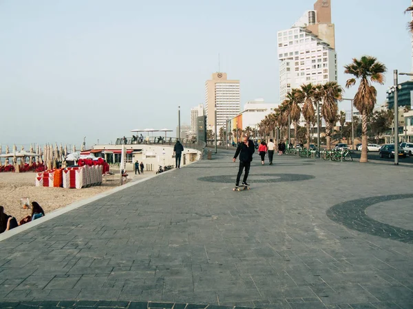 Tel Aviv Izrael Február 2019 Ismeretlen Izraeli Emberek Sétára Tel — Stock Fotó