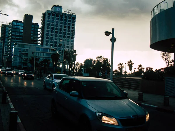 Tel Aviv Izrael Február 2019 Kilátás Utcákat Tel Aviv Este — Stock Fotó