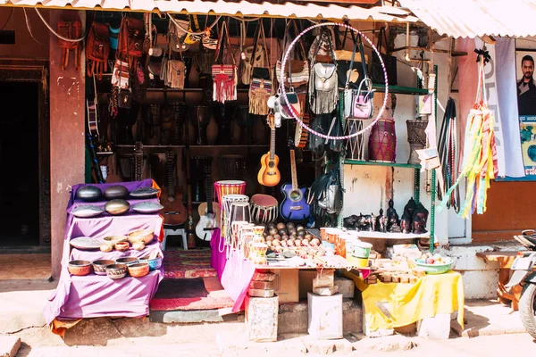 Gokarna Karnataka India Febrero 2019 Vista Las Tiendas Indias Tradicionales — Foto de Stock