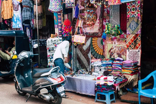 Gokarna Karnataka Índia Fevereiro 2019 Vista Das Lojas Tradicionais Indianas — Fotografia de Stock