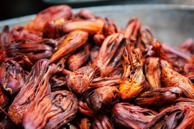 Gokarna Karnataka Hindistan 12 Şubat 2019 geleneksel Hint baharat farklı bir Closeup satılan Gokarna şehrin ana yol öğleden sonra bulunan bir dükkanda