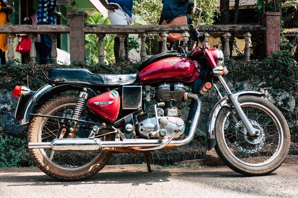 Gokarna Karnataka India Febrero 2019 Primer Plano Una Motocicleta Royal —  Fotos de Stock