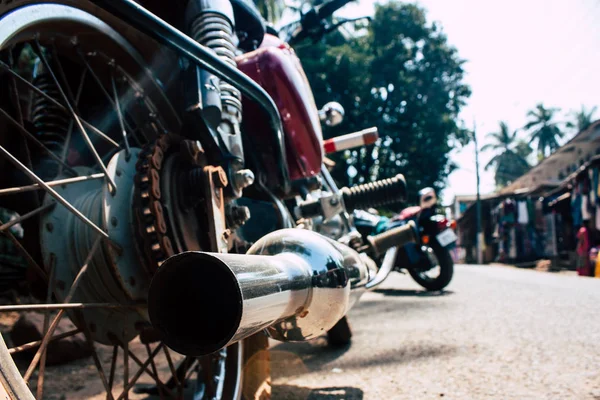 Gokarna Karnataka India Febrero 2019 Primer Plano Una Motocicleta Royal — Foto de Stock