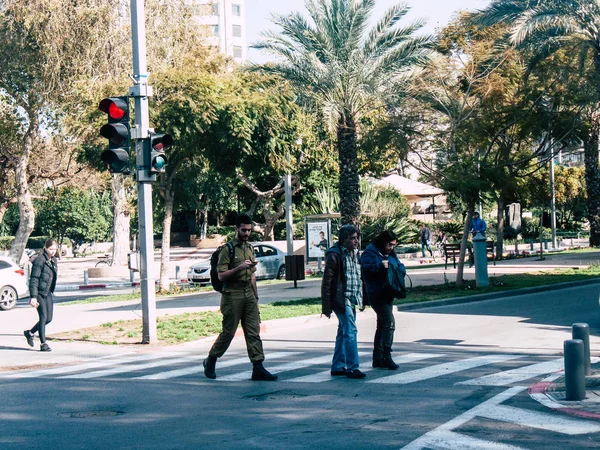 Tel Aviv Israel Febrero 2019 Vista Personas Israelíes Desconocidas Caminando — Foto de Stock