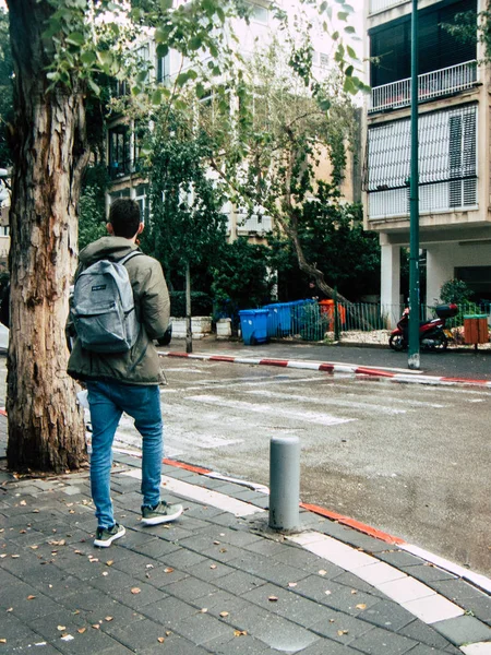 Tel Aviv Izrael Lutego 2019 Widok Nieznanych Ludzi Izraela Chodzenie — Zdjęcie stockowe