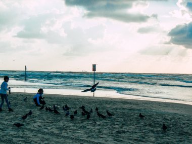 Tel Aviv İsrail 19 Şubat 2019 eğleniyor plaj Tel Aviv tarihinde öğleden sonra bilinmeyen İsrail halkının görünümü