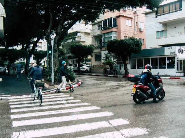 Tel Aviv Israel February 2019 View Unknown Israeli People Bicycle — Stock Photo, Image