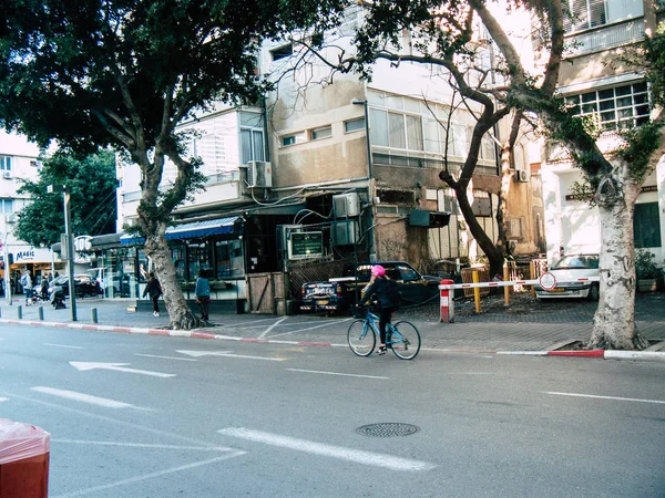 Tel Aviv Israel Februari 2019 Okänd Israeliska Folket Med Cykel — Stockfoto