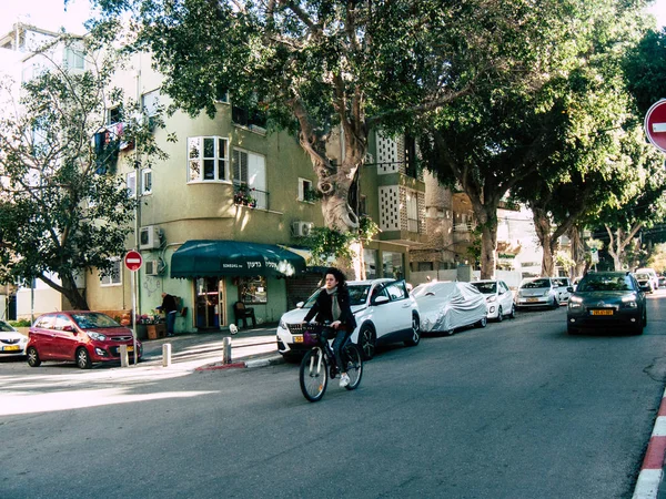 Tel Aviv Israel Februari 2019 Okänd Israeliska Folket Med Cykel — Stockfoto