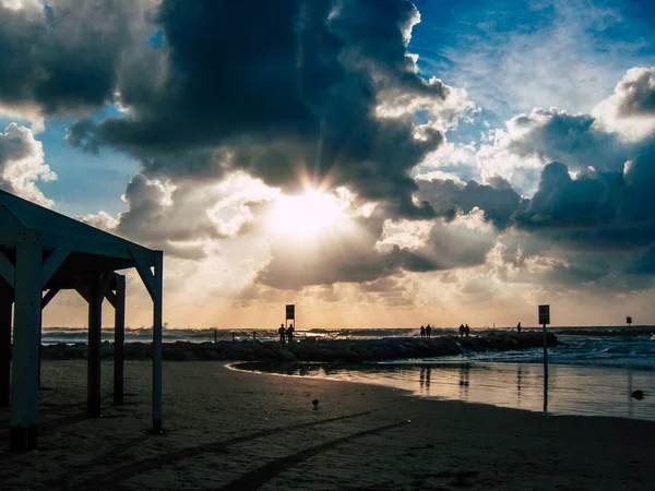 Tel Aviv Izrael Února 2019 Pohled Neznámých Izraelské Lidí Baví — Stock fotografie