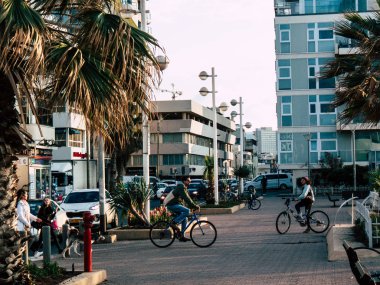 Tel Aviv İsrail 20 Şubat 2019 öğleden sonra Tel Aviv sokaklarında binaların görünümü
