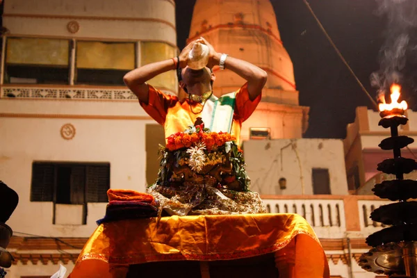 Varanasi India November 2018 View Ganga Aarti Ceremony Dashashwamedh Ghat — Stock Photo, Image