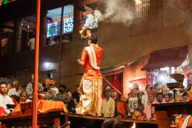 Varanasi Hindistan 7 Kasım 2018 Varanasi Dashashwamedh Ghat Ganga Aarti törende görünümünü