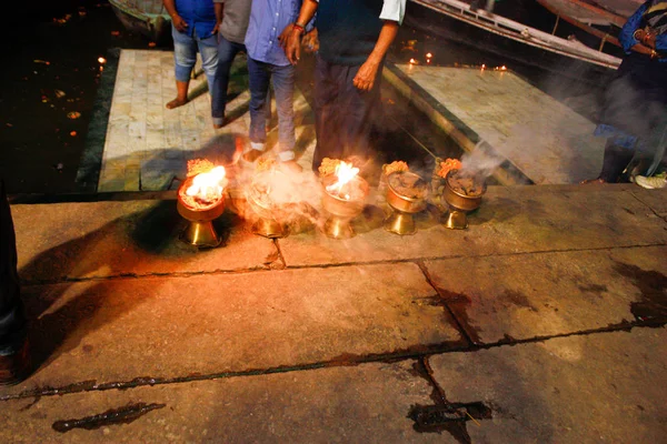 Varanasi India Novembre 2018 Veduta Della Cerimonia Del Ganga Aarti — Foto Stock