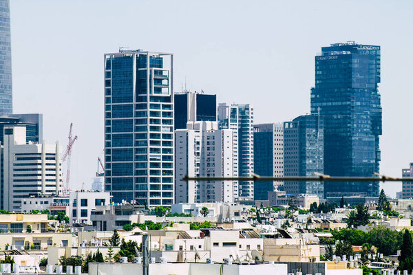 Tel Aviv Israel July 9, 2019 View of buildings from a roof top located in Ben Yehuda street in Tel Aviv in the morning
