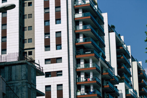 Tel Aviv Israel July 27, 2019 View of modern building in the streets of Tel Aviv in the afternoon