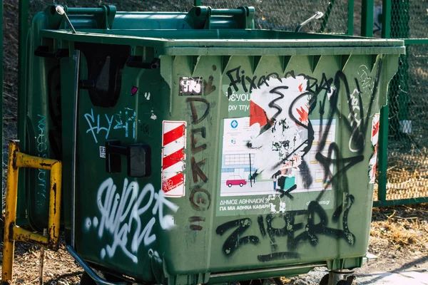 Athènes Grèce Septembre 2019 Vue Conteneur Ordures Dans Les Rues — Photo