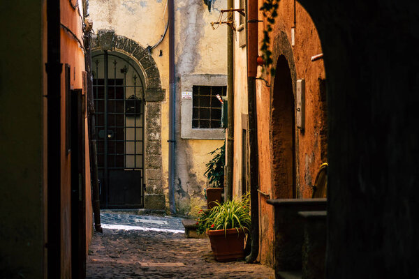 Rome Italy September 18, 2019 View of the windows of the buildings in the streets of Rome in the afternoon