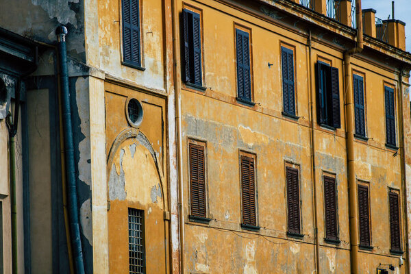 Rome Italy September 18, 2019 View of the windows of the buildings in the streets of Rome in the afternoon