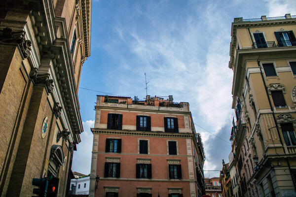 Rome Italy October 18, 2019 View of historical building in the streets of Rome in the afternoon