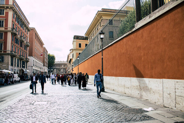 Rome Italy October 18, 2019 View of unknowns people walking in the streets of Rome in the afternoon