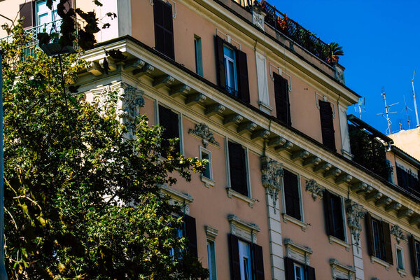 Rome Italy October 20, 2019 View of historical building in the streets of Rome in the afternoon