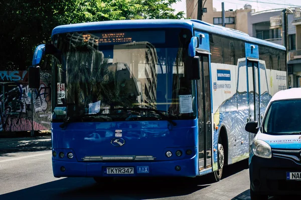 Limassol Chipre Mayo 2020 Vista Autobús Público Chipriota Tradicional Rodando —  Fotos de Stock