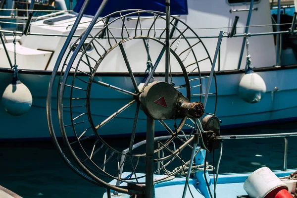 Limassol Cyprus Mei 2020 Sluiting Van Een Vissersboot Afgemeerd Oude — Stockfoto