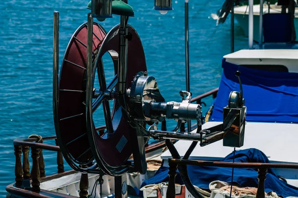 Limassol Chipre Maio 2020 Encerramento Barco Pesca Ancorado Antigo Porto — Fotografia de Stock