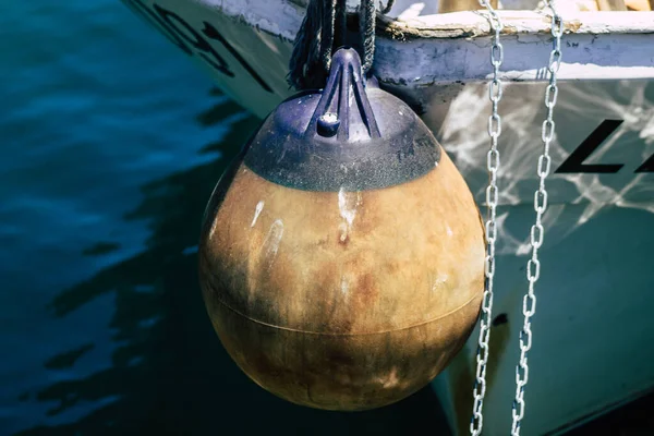 Limassol Cyprus May 2020 Closeup Fishing Boat Moored Old Port — Stock Photo, Image