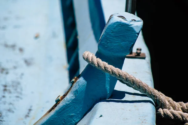 Limassol Chipre Maio 2020 Encerramento Barco Pesca Ancorado Antigo Porto — Fotografia de Stock