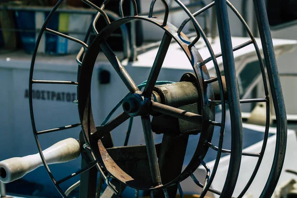 Limassol Chipre Maio 2020 Encerramento Barco Pesca Ancorado Antigo Porto — Fotografia de Stock