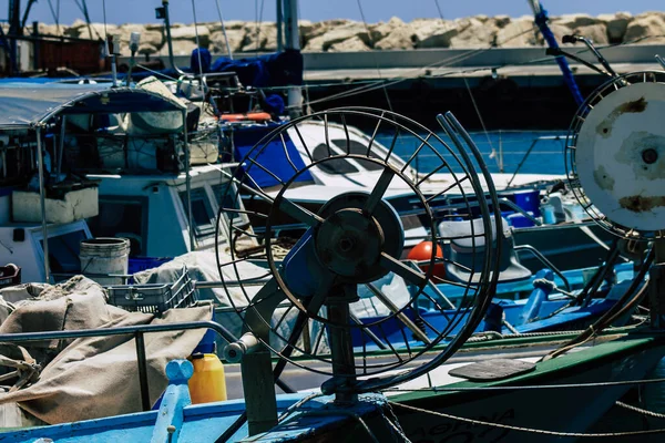 Limassol Cyprus May 2020 Closeup Fishing Boat Moored Old Port — Stock Photo, Image