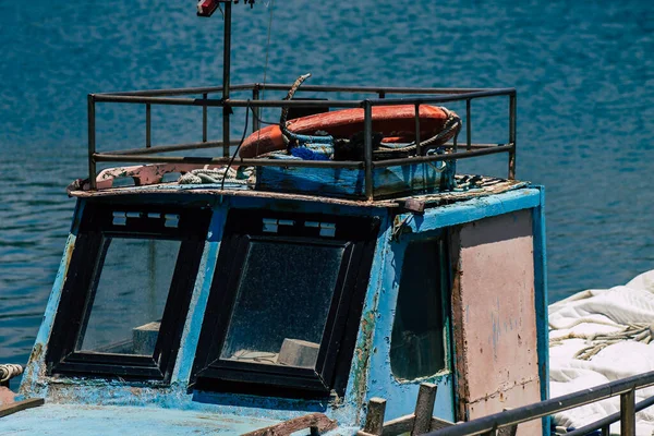 Limassol Cyprus May 2020 Closeup Fishing Boat Moored Old Port — Stock Photo, Image