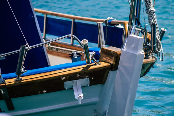 Limassol Cyprus May 2020 Closeup Fishing Boat Moored Old Port — Stock Photo, Image