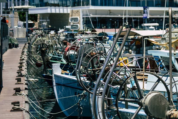 Лимассол Кипр Мая 2020 Вид Лодку Пришвартованную Старом Порту Лимассола — стоковое фото