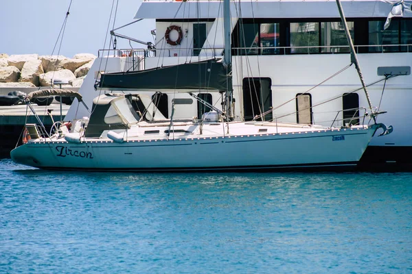 Limassol Cipro Maggio 2020 Veduta Una Barca Ormeggiata Nel Vecchio — Foto Stock