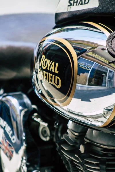 Limassol Zypern Mai 2020 Nahaufnahme Eines Royal Enfield Motorrads Das — Stockfoto