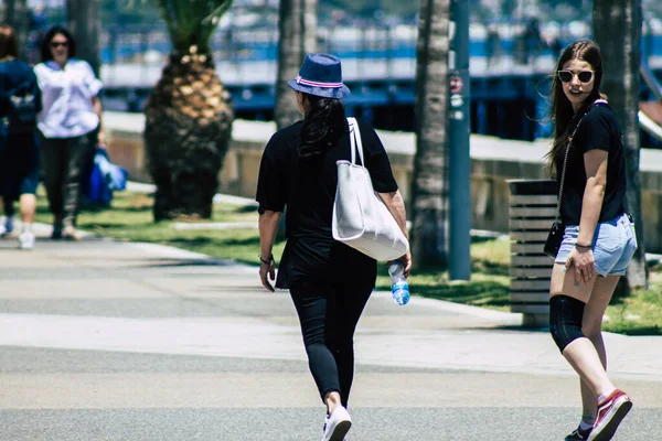 Limassol Cyprus May 2020 View Unidentified People Walking Seafront Promenade — Stock Photo, Image