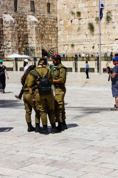Jerusalem Israel Mai 2018 Blick Auf Israelische Soldaten Die Abend — Stockfoto