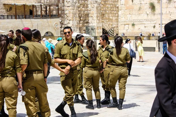 2017 Jerusalem Israel May 2018 View Israel Soldiers Standing Western — 스톡 사진