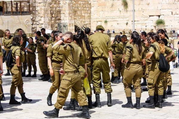 2017 Jerusalem Israel May 2018 View Israel Soldiers Standing Western — 스톡 사진